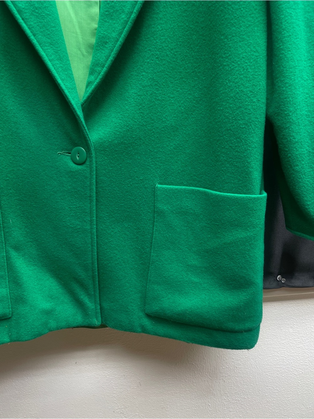 Vintage Rafaella Green Wool Blend One Button Oversized Blazer Jacket Sz 12 - Picture 7 of 7